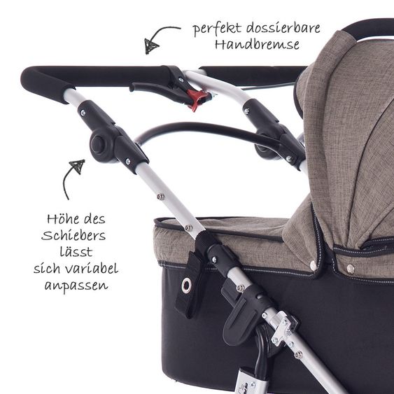 TFK Geschwister- & Zwillingskinderwagen Twinner Twist Duo - Premium Line Melange Schlamm