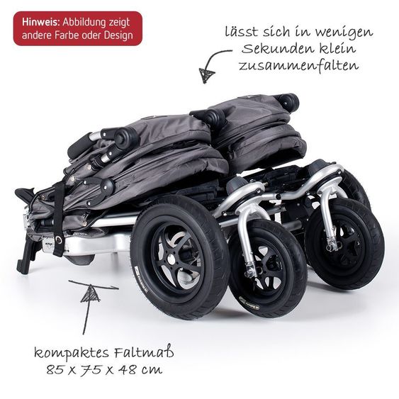 TFK Geschwister- & Zwillingskinderwagen Twinner Twist Duo - Premium Line Melange Schlamm