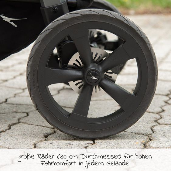 TFK Geschwister- & Zwillingsportwagen Duo mit Luftkammerreifen - 2x Sportsitze  bis 45 kg + XXL  Zubehörpaket - Grau