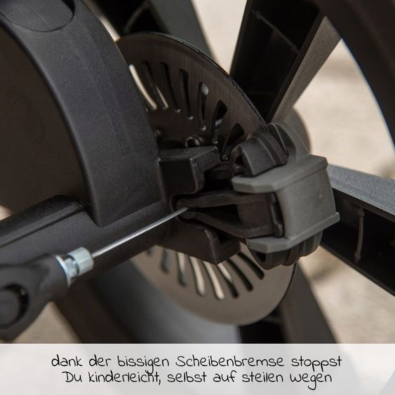 TFK Geschwister- & Zwillingsportwagen Duo mit Luftkammerreifen - 2x Sportsitze  bis 45 kg + XXL  Zubehörpaket - Grau