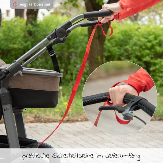 TFK Geschwister- & Zwillingsportwagen Duo mit Luftkammerreifen - 2x Sportsitze  bis 45 kg + XXL  Zubehörpaket - Grau