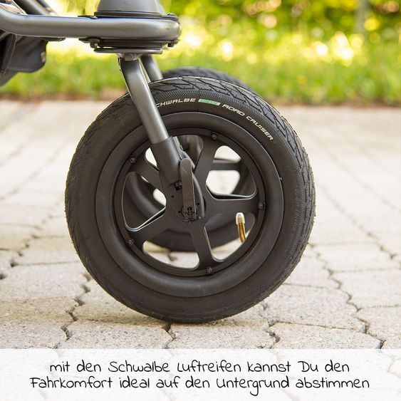 TFK Geschwister- & Zwillingsportwagen Duo mit Luftreifen - 2x Sportsitze bis 45 kg + XXL Zamboo Zubehör - Grau