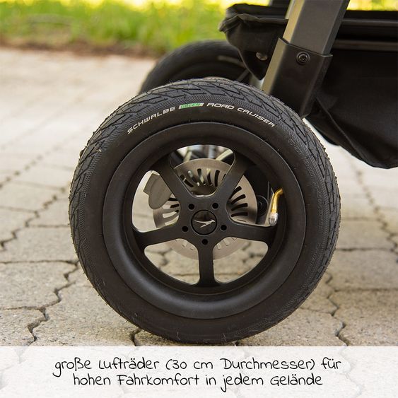TFK Geschwister- & Zwillingsportwagen Duo mit Luftreifen - 2x Sportsitze bis 45 kg + XXL Zamboo Zubehör - Grau