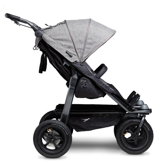 TFK Sibling & twin stroller Duo with pneumatic tires - 2x sport seats up to 45 kg + XXL Zamboo accessories - Grey