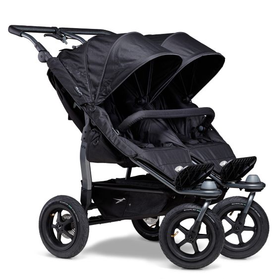 TFK Sibling & twin stroller Duo with pneumatic tires - 2x sport seats up to 45 kg + XXL Zamboo accessories - Black