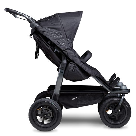 TFK Sibling & twin stroller Duo with pneumatic tires - 2x sport seats up to 45 kg + XXL Zamboo accessories - Black