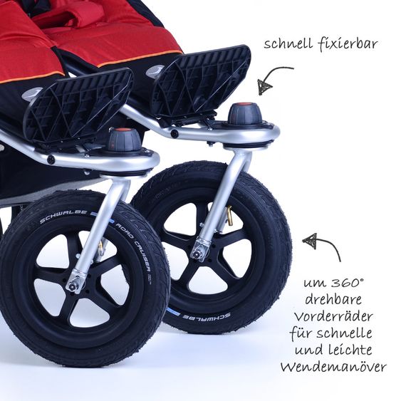 TFK Geschwister- & Zwillingswagen Twin Adventure - Tango Red