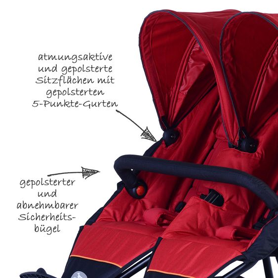 TFK Geschwister- & Zwillingswagen Twin Trail - Tango Red
