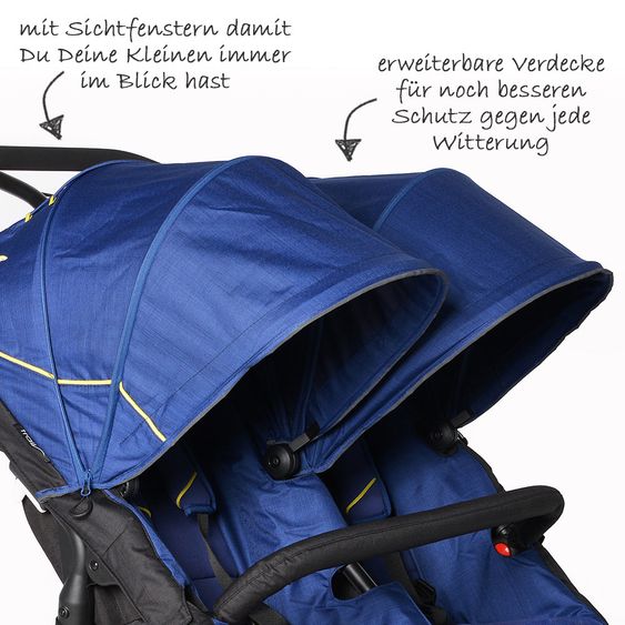 TFK Geschwisterwagen Twin Trail - Twilight Blue