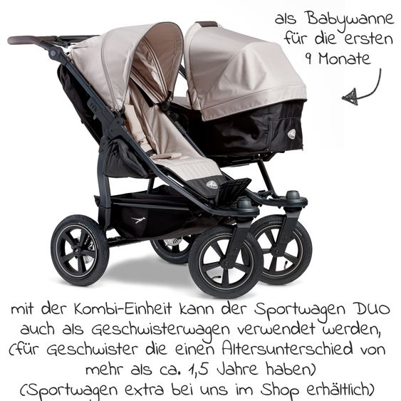 TFK Combination unit (1 x carrycot / seat) for Duo 2 - Sand