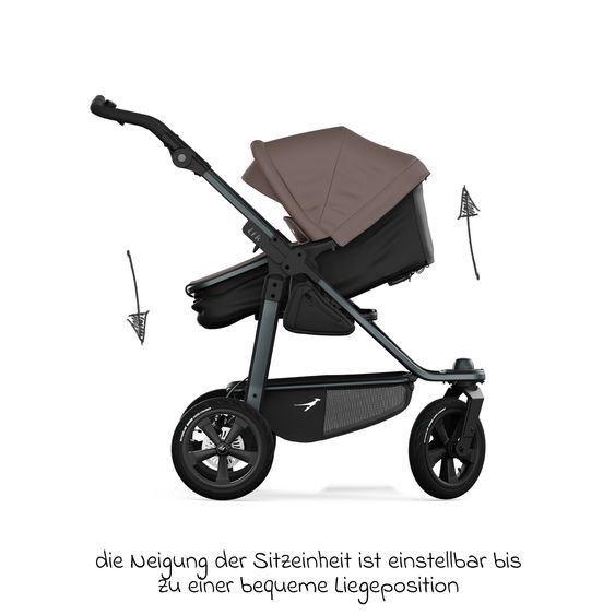 TFK Combi Unit (1 x Carrycot & Seat) for Duo incl. Footboard - Braun