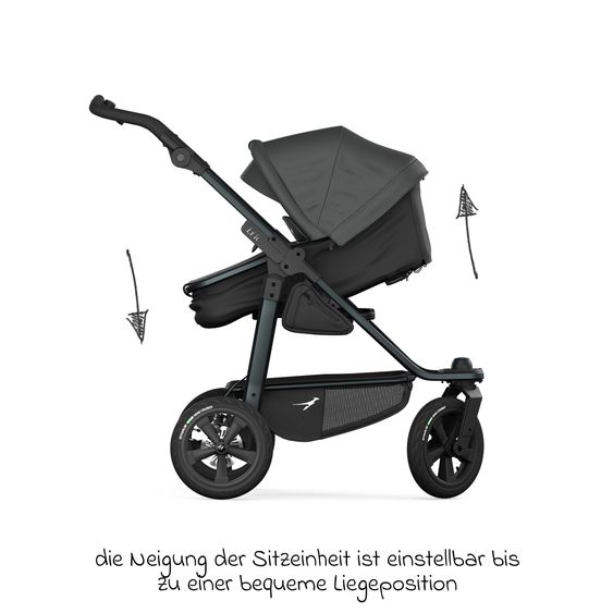 TFK Combi Unit (1 x Carrycot & Seat) for Duo incl. Footboard - Black