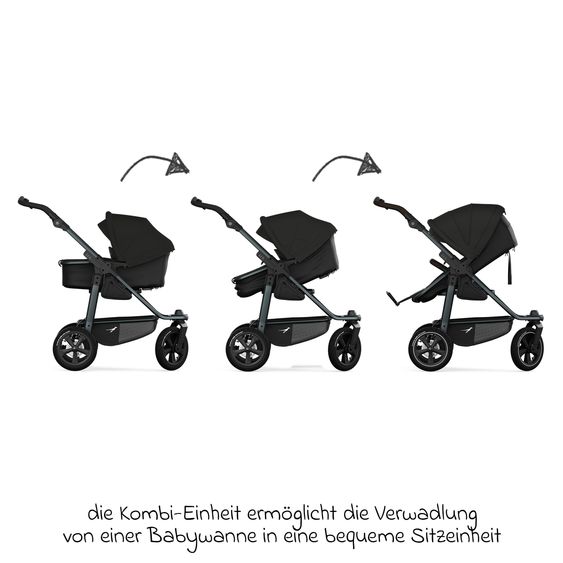 TFK Combi Unit (1 x Carrycot & Seat) for Duo incl. Footboard - Black