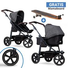 Kombi-Kinderwagen Mono 2 Luftkammerreifen inkl. Gratis Mamaboard - mit Kombi-Einheit (Babywanne+Sitz) mit Liegeposition - Premium Anthrazit