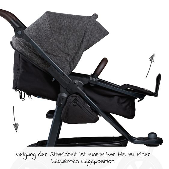 TFK Kombi-Kinderwagen Mono 2 Luftkammerreifen inkl. Gratis Mamaboard - mit Kombi-Einheit (Babywanne+Sitz) mit Liegeposition - Premium Anthrazit