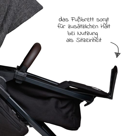 TFK Kombi-Kinderwagen Mono 2 Luftkammerreifen inkl. Gratis Mamaboard - mit Kombi-Einheit (Babywanne+Sitz) mit Liegeposition - Premium Anthrazit