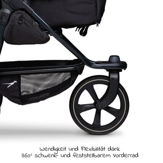 TFK Kombi-Kinderwagen Mono 2 Luftkammerreifen inkl. Gratis Mamaboard - mit Kombi-Einheit (Babywanne+Sitz) mit Liegeposition - Premium Anthrazit