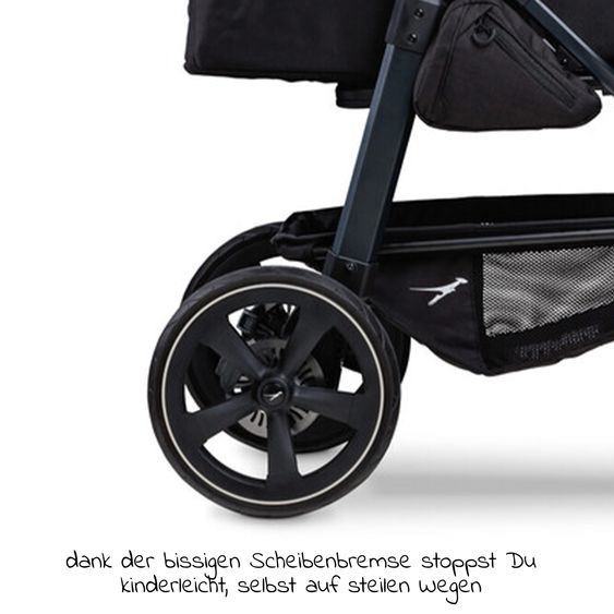 TFK Kombi-Kinderwagen Mono 2 Luftkammerreifen inkl. Gratis Mamaboard - mit Kombi-Einheit (Babywanne+Sitz) mit Liegeposition - Premium Anthrazit