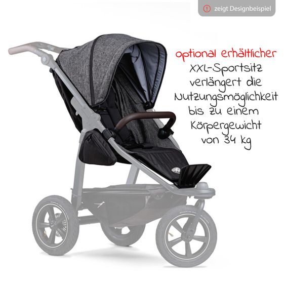 TFK Kombi-Kinderwagen Mono 2 Luftkammerreifen inkl. Gratis Mamaboard - mit Kombi-Einheit (Babywanne+Sitz) mit Liegeposition - Premium Anthrazit