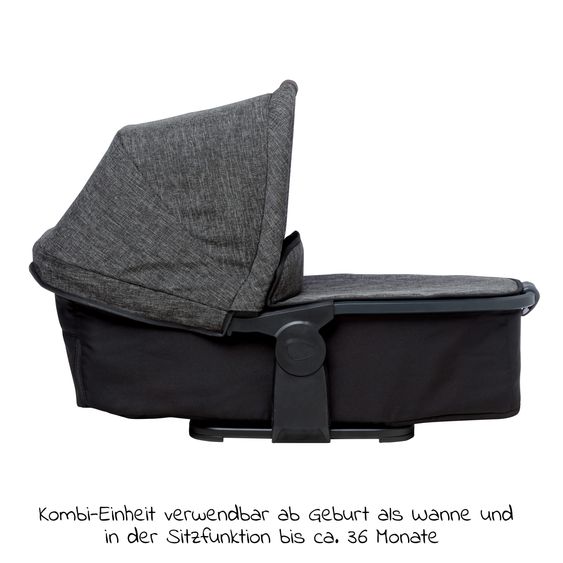 TFK Kombi-Kinderwagen Mono 2 Luftkammerreifen inkl. Gratis Mamaboard - mit Kombi-Einheit (Babywanne+Sitz) mit Liegeposition - Premium Anthrazit