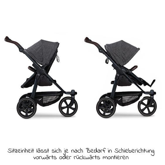 TFK Kombi-Kinderwagen Mono 2 Luftkammerreifen inkl. Gratis Mamaboard - mit Kombi-Einheit (Babywanne+Sitz) mit Liegeposition - Premium Anthrazit