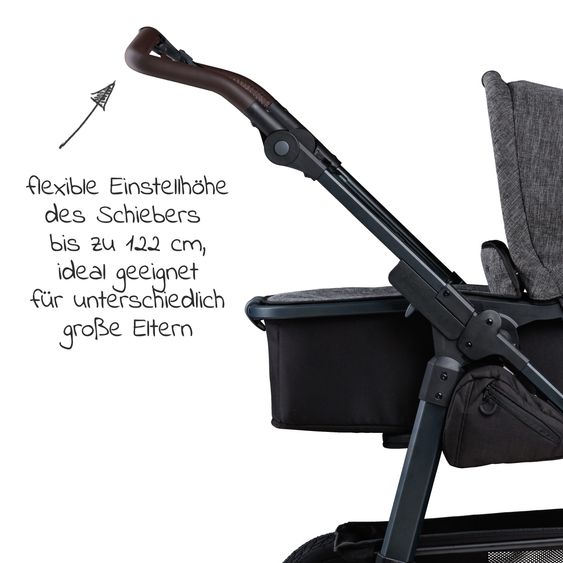 TFK Kombi-Kinderwagen Mono 2 mit Luftreifen inkl. Gratis Mamaboard - mit Kombi-Einheit (Babywanne+Sitz) mit Liegeposition - Premium Anthrazit