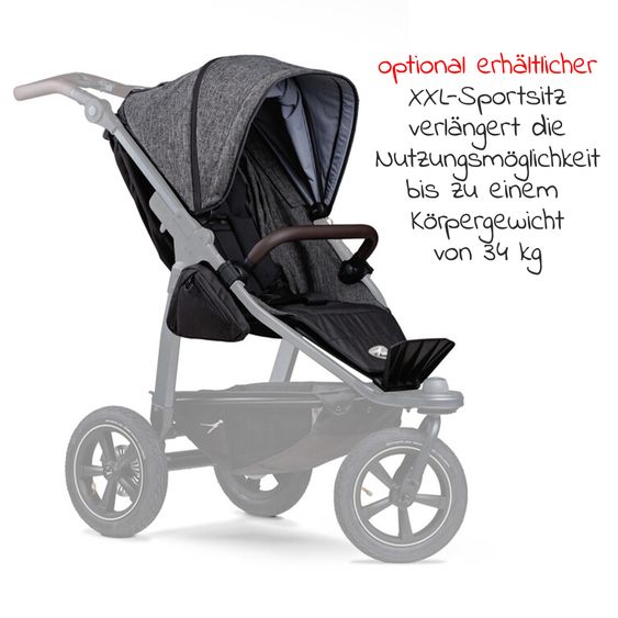 TFK Kombi-Kinderwagen Mono 2 mit Luftreifen inkl. Gratis Mamaboard - mit Kombi-Einheit (Babywanne+Sitz) mit Liegeposition - Premium Anthrazit