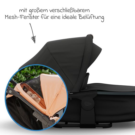 TFK Kombi-Kinderwagen Mono 3 Luftreifen inkl. Kombi-Einheit (Babywanne+Sitz) mit Liegeposition & XXL Zubehörpaket - Anthrazit