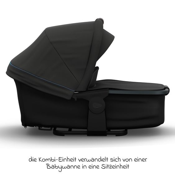 TFK Kombi-Kinderwagen Mono 3 Luftreifen inkl. Kombi-Einheit (Babywanne+Sitz) mit Liegeposition & XXL Zubehörpaket - Anthrazit