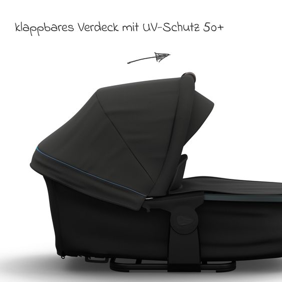 TFK Kombi-Kinderwagen Mono 3 Luftreifen inkl. Kombi-Einheit (Babywanne+Sitz) mit Liegeposition & XXL Zubehörpaket - Anthrazit