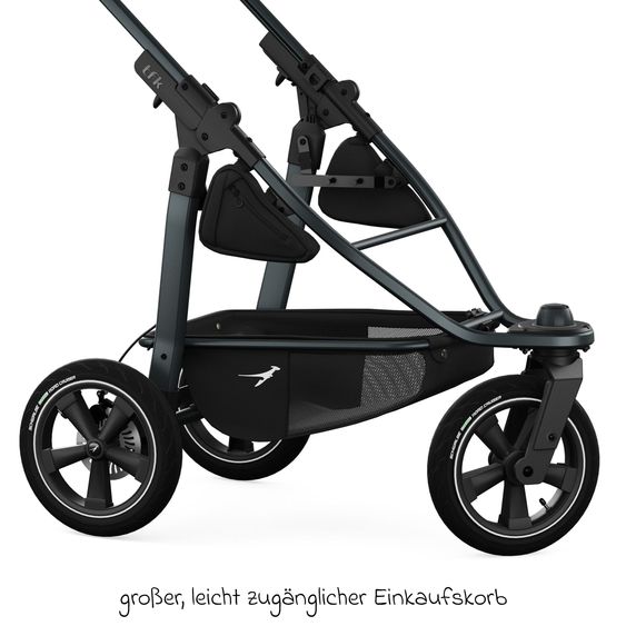 TFK Kombi-Kinderwagen Mono 3 Luftreifen inkl. Kombi-Einheit (Babywanne+Sitz) mit Liegeposition & XXL Zubehörpaket - Lachs