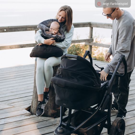 TFK Kombi-Kinderwagen Mono 3 Luftreifen inkl. Kombi-Einheit (Babywanne+Sitz) mit Liegeposition & XXL Zubehörpaket - Lachs