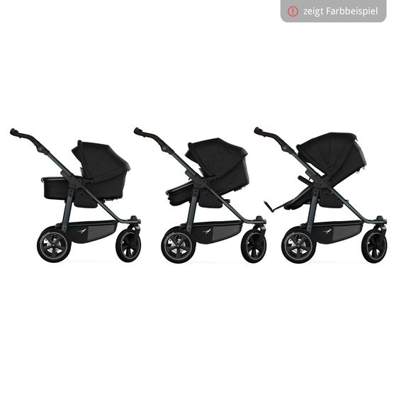 TFK Kombi-Kinderwagen Mono 3 Luftreifen inkl. Kombi-Einheit (Babywanne+Sitz) mit Liegeposition & XXL Zubehörpaket - Lachs