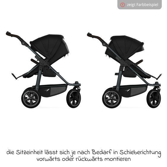 TFK Kombi-Kinderwagen Mono 3 Luftreifen inkl. Kombi-Einheit (Babywanne+Sitz) mit Liegeposition & XXL Zubehörpaket - Lachs