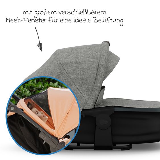 TFK Kombi-Kinderwagen Mono 3 Luftreifen inkl. Kombi-Einheit (Babywanne+Sitz) mit Liegeposition & XXL Zubehörpaket - Premium Grau