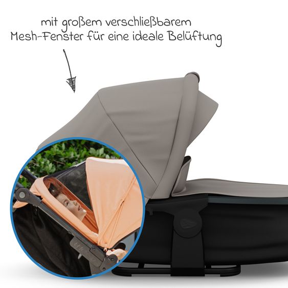 TFK Kombi-Kinderwagen Mono 3 Luftreifen inkl. Kombi-Einheit (Babywanne+Sitz) mit Liegeposition & XXL Zubehörpaket - Sand