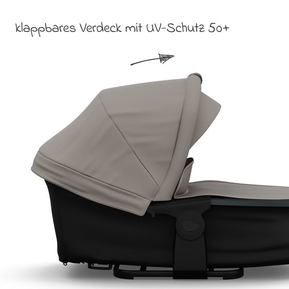 TFK Kombi-Kinderwagen Mono 3 Luftreifen inkl. Kombi-Einheit (Babywanne+Sitz) mit Liegeposition & XXL Zubehörpaket - Sand