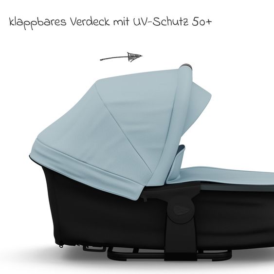 TFK Kombi-Kinderwagen Mono 3 Luftreifen neuer Bremse, Kombi-Einheit (Babywanne+Sitz), Liegeposition & XXL Zubehörpaket - Blau