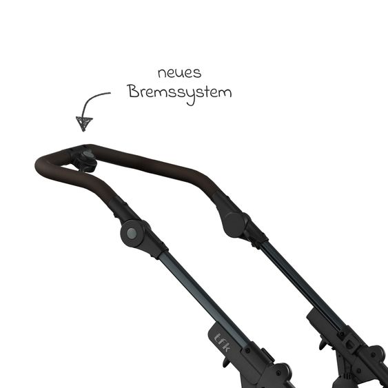 TFK Kombi-Kinderwagen Mono 3 Luftreifen neuer Bremse, Kombi-Einheit (Babywanne+Sitz), Liegeposition & XXL Zubehörpaket - Grau