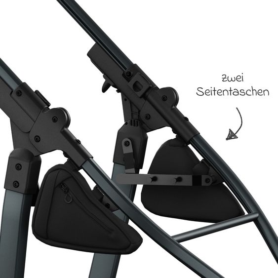TFK Kombi-Kinderwagen Mono 3 Luftreifen neuer Bremse, Kombi-Einheit (Babywanne+Sitz), Liegeposition & XXL Zubehörpaket - Sand