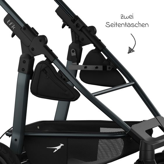 TFK Combi baby carriage Mono 4 pneumatic tires incl. combi unit (carrycot+seat) with reclining position & XXL accessory pack - anthracite
