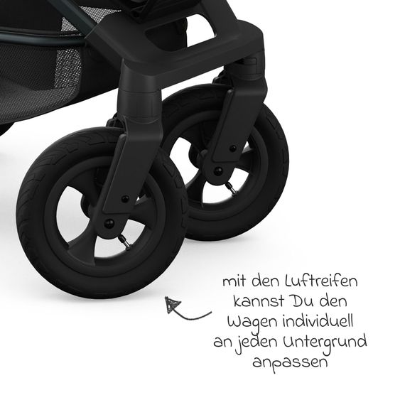 TFK Combi baby carriage Mono 4 pneumatic tires incl. combi unit (carrycot+seat) with reclining position & XXL accessory pack - anthracite