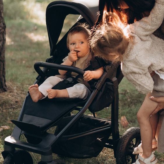 TFK Combi baby carriage Mono 4 pneumatic tires incl. combi unit (carrycot+seat) with reclining position & XXL accessory pack - anthracite