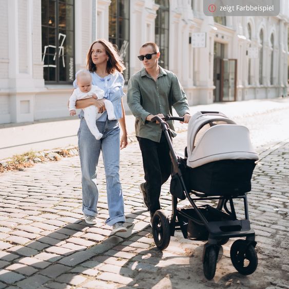 TFK Combi baby carriage Mono 4 pneumatic tires incl. combi unit (carrycot+seat) with reclining position & XXL accessory pack - anthracite