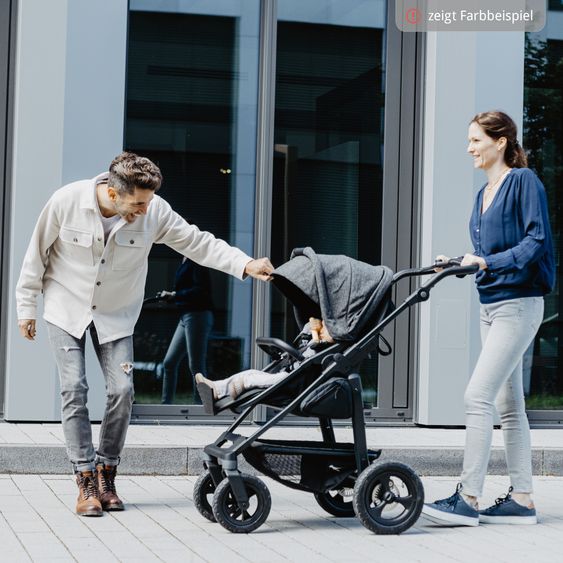 TFK Combi baby carriage Mono 4 pneumatic tires incl. combi unit (carrycot+seat) with reclining position & XXL accessory pack - anthracite