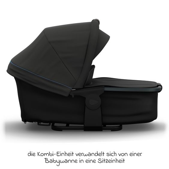 TFK Combi baby carriage Mono 4 pneumatic tires incl. combi unit (carrycot+seat) with reclining position & XXL accessory pack - anthracite