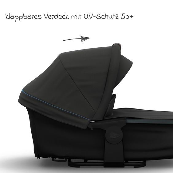 TFK Combi baby carriage Mono 4 pneumatic tires incl. combi unit (carrycot+seat) with reclining position & XXL accessory pack - anthracite