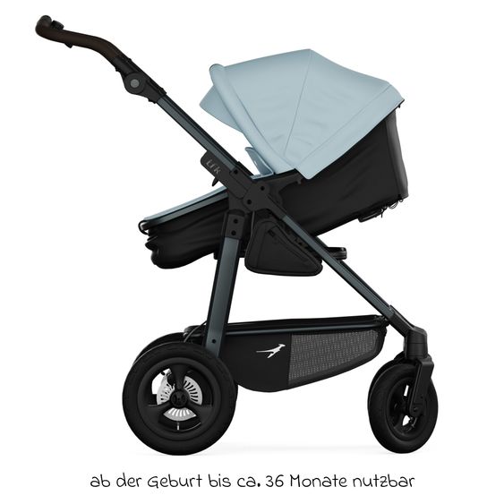 TFK Combi baby carriage Mono 4 pneumatic tires incl. combi unit (carrycot+seat) with reclining position & XXL accessory pack - blue