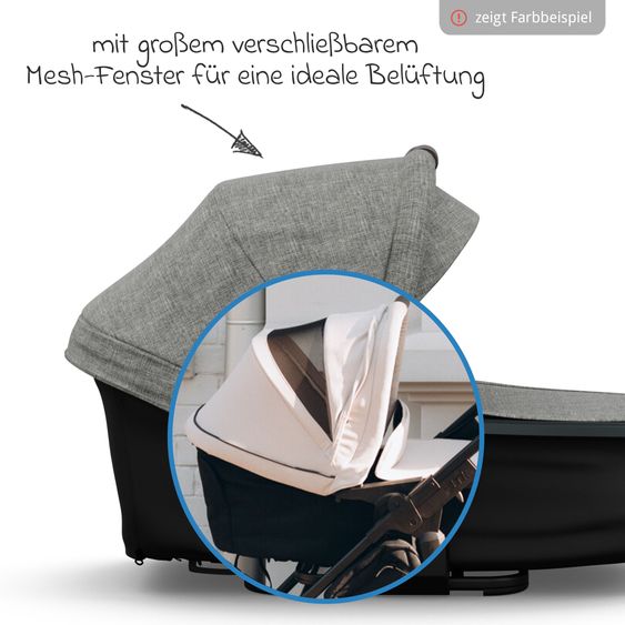 TFK Kombi-Kinderwagen Mono 4 Luftreifen inkl. Kombi-Einheit (Babywanne+Sitz) mit Liegeposition & XXL Zubehörpaket - Premium Grau