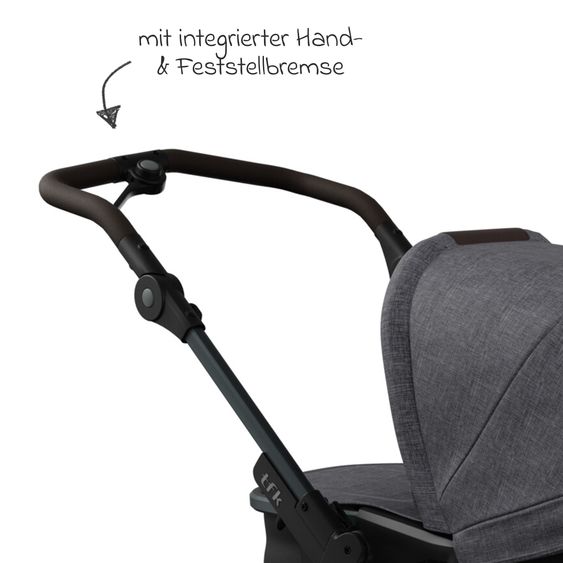 TFK Kombi-Kinderwagen Mono 4 Luftreifen inkl. Kombi-Einheit (Babywanne+Sitz) mit Liegeposition & XXL Zubehörpaket - Premium Grau